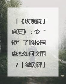 《玫瑰藏于盛夏》：变“短”了的校园虐恋如何突围？｜微剧评