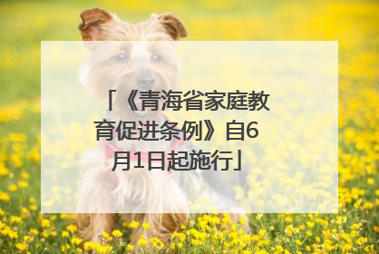 《青海省家庭教育促进条例》自6月1日起施行