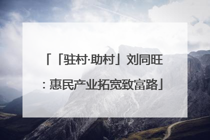 「驻村·助村」刘同旺：惠民产业拓宽致富路