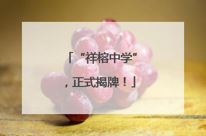“祥榕中学”，正式揭牌！