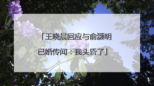 王晓晨回应与俞灏明已婚传闻：我头昏了