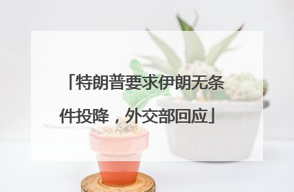 特朗普要求伊朗无条件投降，外交部回应