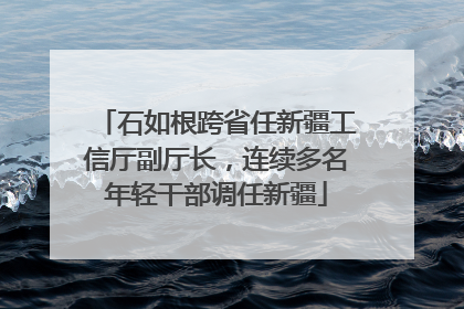 石如根跨省任新疆工信厅副厅长，连续多名年轻干部调任新疆