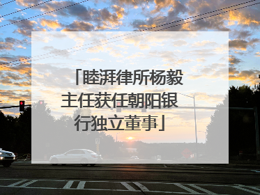 睦湃律所杨毅主任获任朝阳银行独立董事