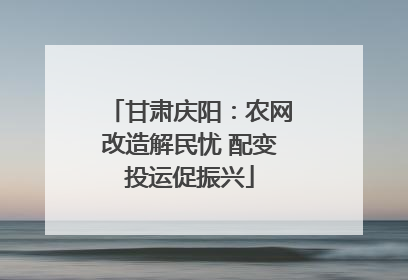 甘肃庆阳：农网改造解民忧 配变投运促振兴