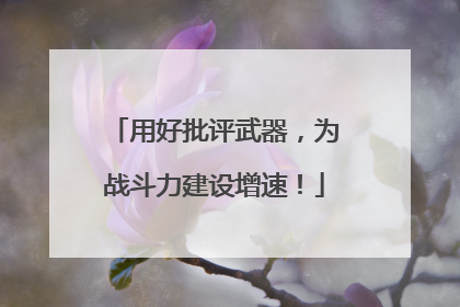 用好批评武器，为战斗力建设增速！
