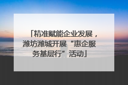 精准赋能企业发展，潍坊潍城开展“惠企服务基层行”活动