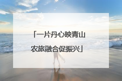 一片丹心映青山 农旅融合促振兴