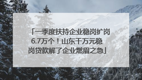 一季度扶持企业稳岗扩岗6.7万个！山东千万元稳岗贷款解了企业燃眉之急