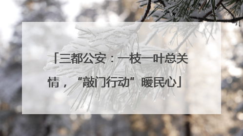 三都公安：一枝一叶总关情，“敲门行动”暖民心