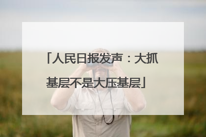 人民日报发声：大抓基层不是大压基层