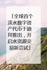 全球首个淡水数字资产代币于迪拜推出，开启水资源交易新尝试