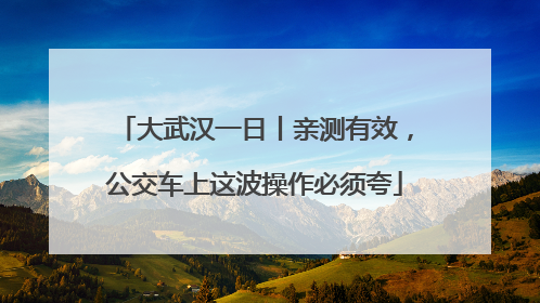 大武汉一日丨亲测有效，公交车上这波操作必须夸