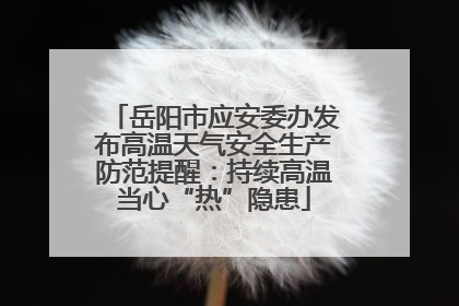 岳阳市应安委办发布高温天气安全生产防范提醒：持续高温当心“热”隐患