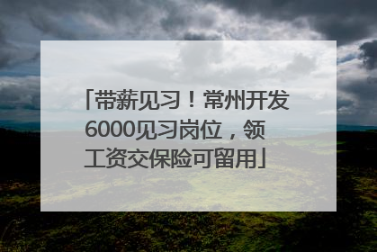 带薪见习！常州开发6000见习岗位，领工资交保险可留用