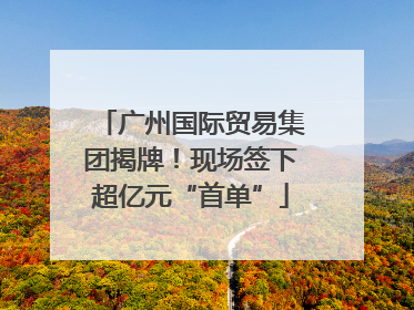 广州国际贸易集团揭牌！现场签下超亿元“首单”