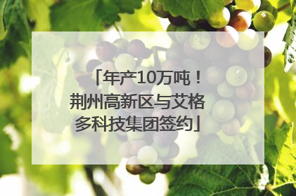 年产10万吨！荆州高新区与艾格多科技集团签约
