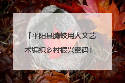 平阳县腾蛟用人文艺术编织乡村振兴密码