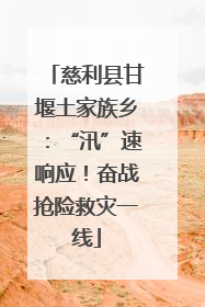 慈利县甘堰土家族乡：“汛”速响应！奋战抢险救灾一线