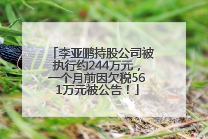李亚鹏持股公司被执行约244万元，一个月前因欠税561万元被公告！