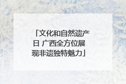 文化和自然遗产日 广西全方位展现非遗独特魅力