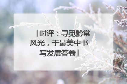 时评：寻觅黔常风光，于最美中书写发展答卷