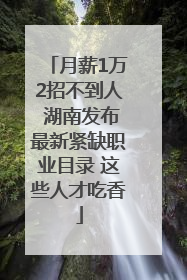 月薪1万2招不到人 湖南发布最新紧缺职业目录 这些人才吃香