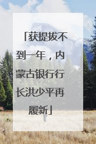 获提拔不到一年，内蒙古银行行长洪少平再履新