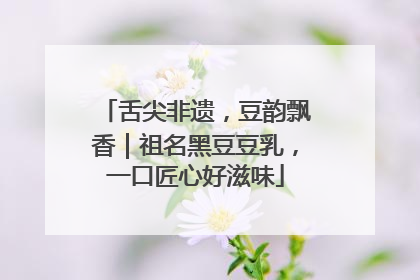 舌尖非遗，豆韵飘香｜祖名黑豆豆乳，一口匠心好滋味