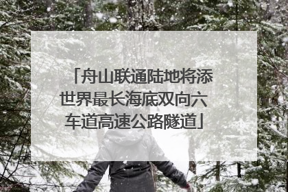 舟山联通陆地将添世界最长海底双向六车道高速公路隧道