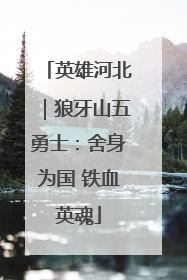 英雄河北｜狼牙山五勇士：舍身为国 铁血英魂