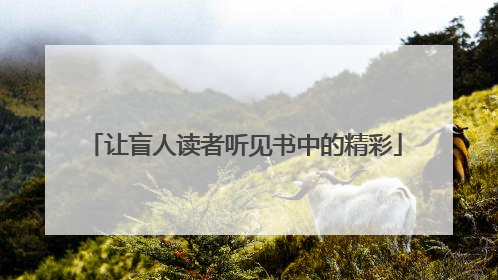 让盲人读者听见书中的精彩
