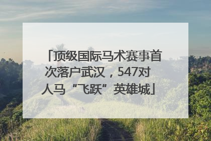 顶级国际马术赛事首次落户武汉，547对人马“飞跃”英雄城