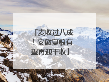 麦收过八成！安徽夏粮有望再迎丰收